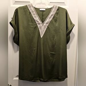 Chigant Capped Sleeve Silk Blouse